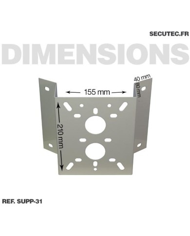 Pieds multidirectionnel pour fixation caméra de vidéosurveillance 100mm