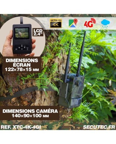 Caméra de chasse 4K IR invisible GPS GSM 4G alerte push envoi photo et vidéo sur application iOS et Android serveur cloud e-mail