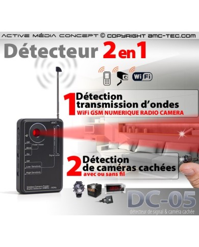 Détecteur de fréquence & caméra cachée filaire ou sans fil professionnel à laser