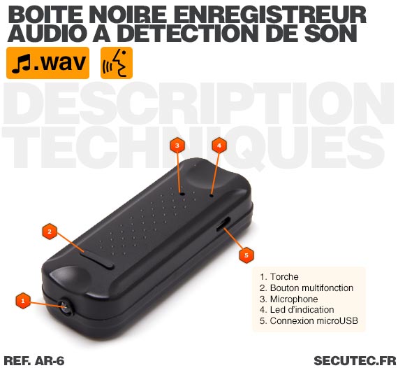 Micro enregistreur audio numerique longue autonomie 8Go aimanté