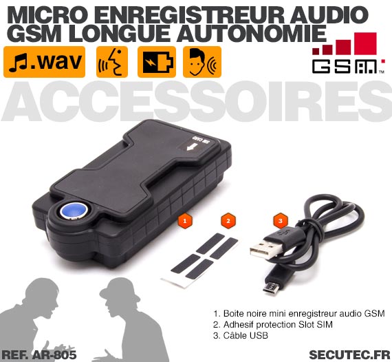 Micro GSM longue autonomie avec écoute à distance et enregistreur