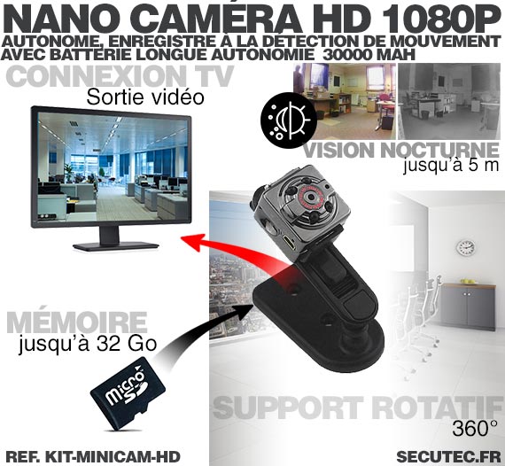 Mini camera espion Full HD 1080P à infrarouge carré - Totalcadeau