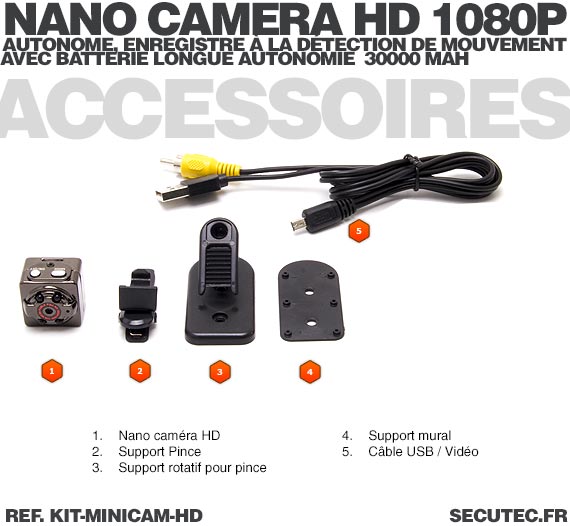 Kit mini caméra HD 1080P accessoires camera