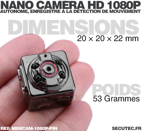 Mini caméra HD 1080P pinhole vision nocturne autonome avec enregistrement micro SDHC