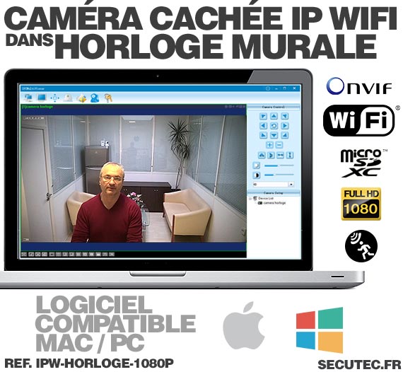 CMS Horloge murale caméra cachée IP WIFI HD 1080P