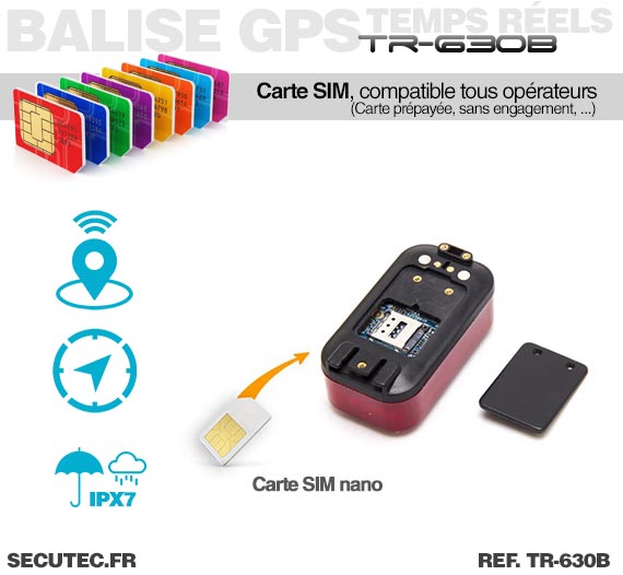 Carte nano SIM Balise GPS / GSM pour vélo cachée dans un feux arrière