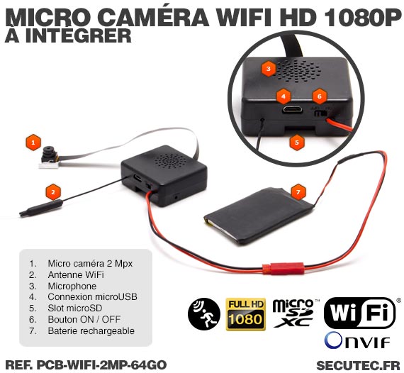 Micro caméra à integrer IP Wi-Fi P2P / Description