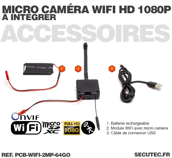 Micro caméra à integrer IP Wi-Fi P2P / Accessoires