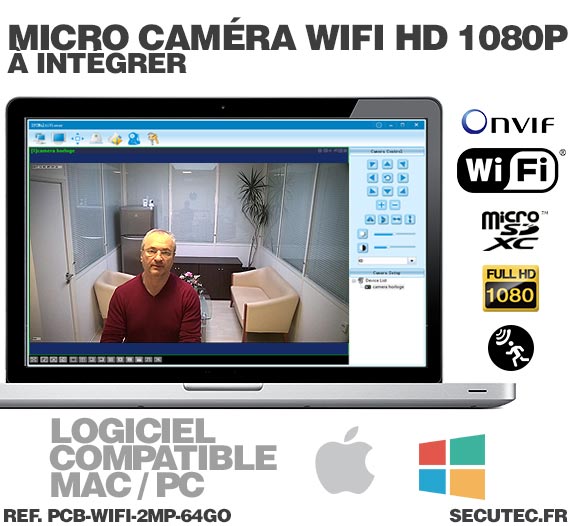 Micro caméra à integrer IP Wi-Fi P2P / PC-MAC