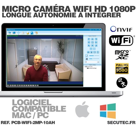 Micro caméra à integrer IP Wi-Fi P2P longue autonomie 