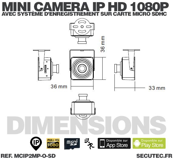 Mini caméra IP HD 1080P capteur 2MP