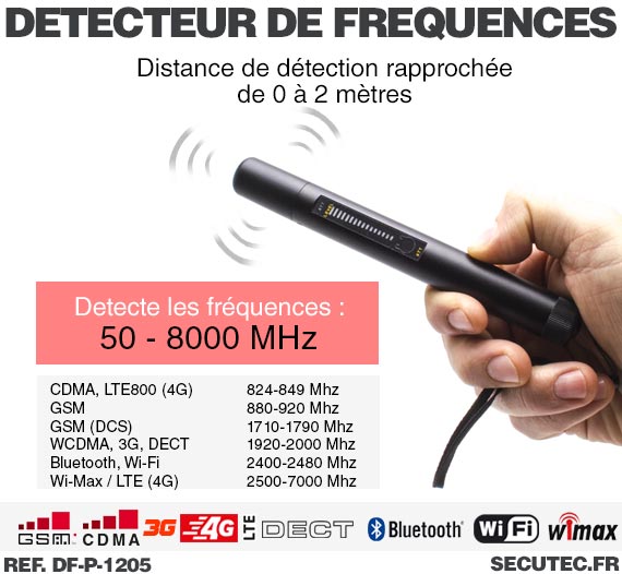 Mini détecteur de fréquences GSM : 2G 3G 4G LTE, WiFi, Bluetooth, Wi-Max, DECT