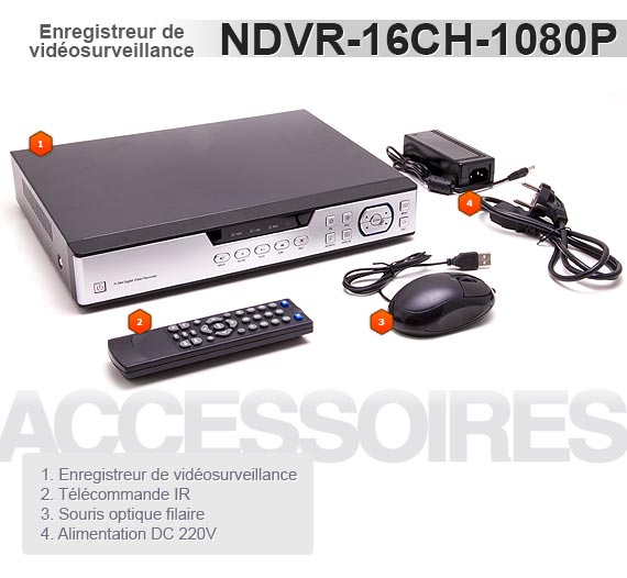 Enregistreur de vidéosurveillance 16 voies AHD 1080P hybride 2To