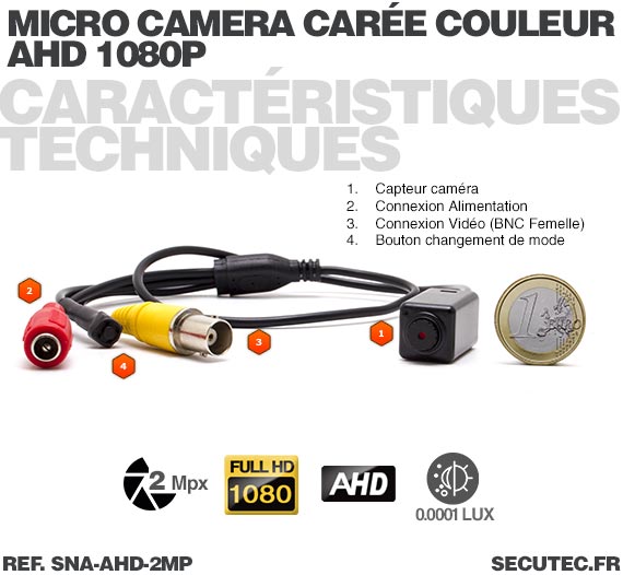 Micro caméra hybride 2 Mpx AHD 1080P Analogique ultra basse luminosité