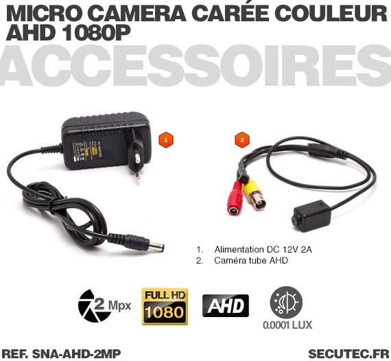 Mini caméra tube hybride 2 Mpx AHD 1080P Analogique waterproof infrarouge  invisible