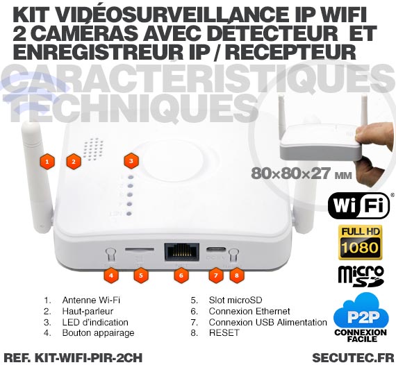 Kit 2 caméras Wi-Fi HD 1080P 