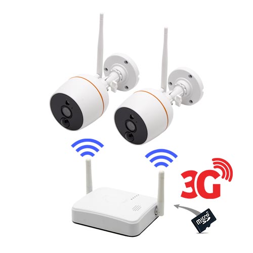 Kit vidéosurveillance 3G avec 2 caméras Wi-Fi HD 1080P Kit vidéosurveillance 3G avec 2 caméras Wi-Fi HD 1080P
