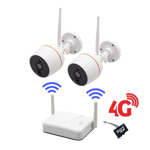 Kit vidéosurveillance 4G avec 2 caméras Wi-Fi HD 1080P 