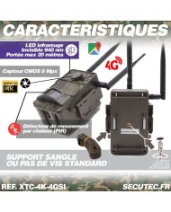 Caméra de chasse 4G UHD 4K IR invisible GPS avec panneau solaire