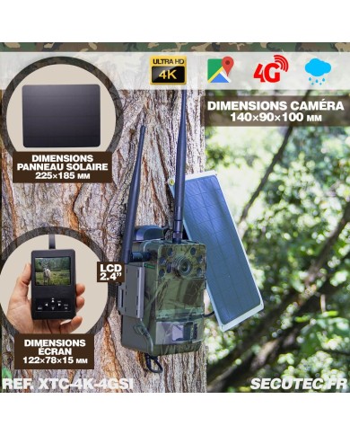 Caméra de chasse 4G UHD 4K IR invisible GPS avec panneau solaire