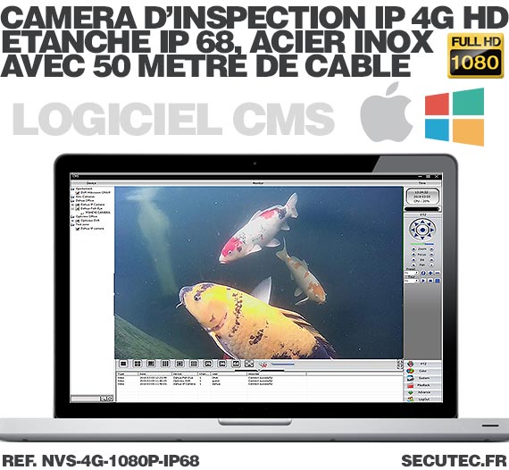 Caméra d'inspection IP 4G Full HD 1080P étanche 50 mètres en acier inoxydable anti-corrosion