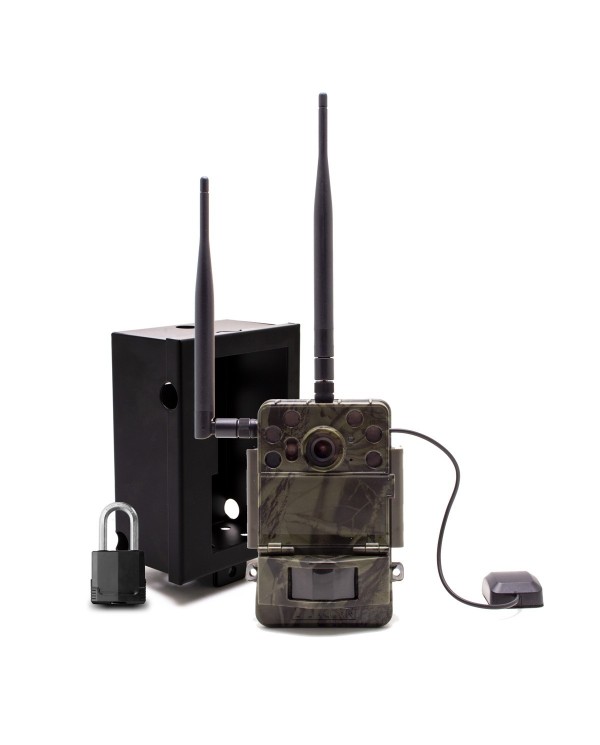 Caméra de chasse Ultra HD 4K IR invisible GPS GSM 4G avec box anti-vandale
