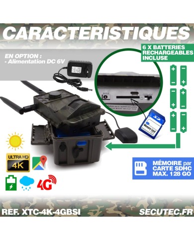 Caméra de chasse 4G Ultra HD 4K IR invisible GPS avec box anti-vandale et panneau solaire