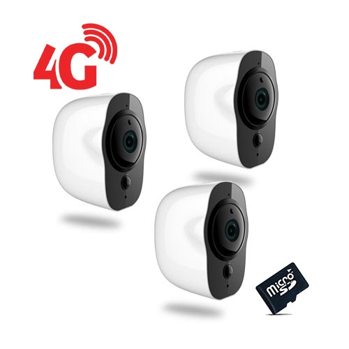 Kit de 3 Smart caméra alarme 4G Wi-Fi HD 1080P, 64Go Kit de 3 Smart caméra alarme 4G Wi-Fi HD 1080P, 64Go