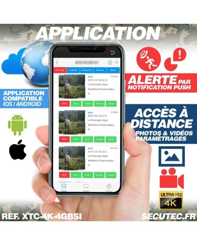 Caméra de chasse 4G Ultra HD 4K IR invisible GPS avec box anti-vandale et panneau solaire