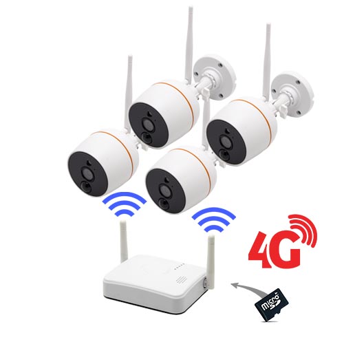 Kit vidéosurveillance 4G avec 4 caméras Wi-Fi HD 1080P