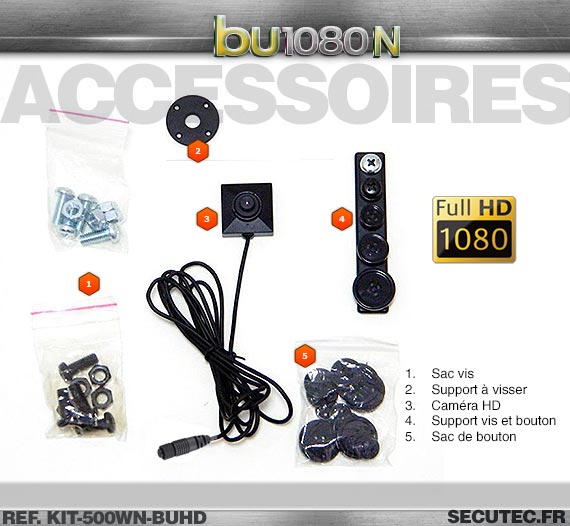 Kit micro caméra bouton ou vis Full HD 1080P 