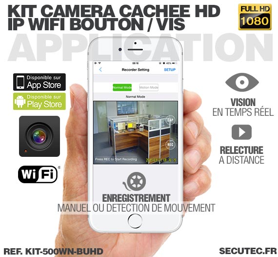 Kit micro caméra bouton ou vis Full HD 1080P 