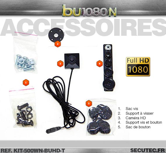 Kit micro caméra bouton ou vis Full HD 1080P 