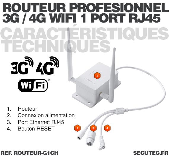 Routeur professionnel GSM 3G / 4G connexion Wi-Fi et 1 port Ethernet