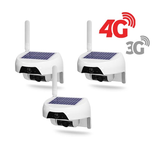 Kit 3 caméras solaires 3G 4G IP / WiFi extérieures HD720P 