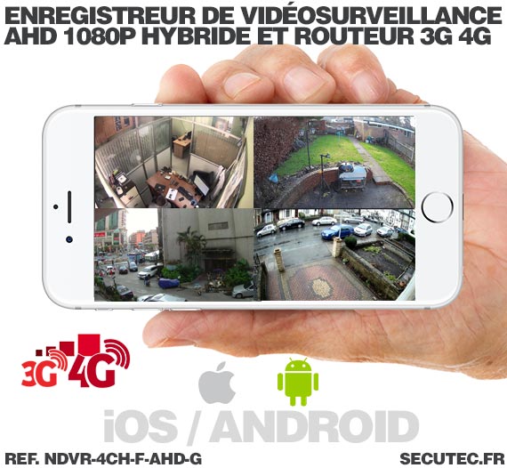 Enregistreur de vidéosurveillance 3G/4G hybride 4/16 voies IP / AHD 1080P avec 1 To