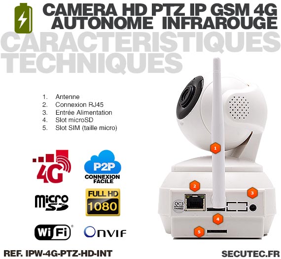 Caméra HD IP Wi-Fi GSM 4G