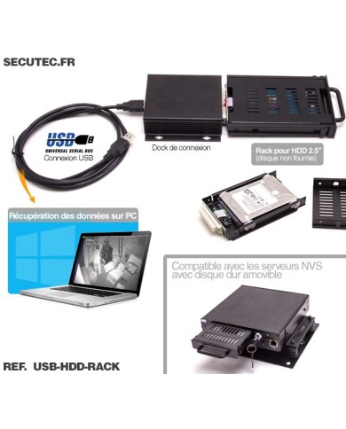 Connecteur USB pour disque dur avec rack de montage
