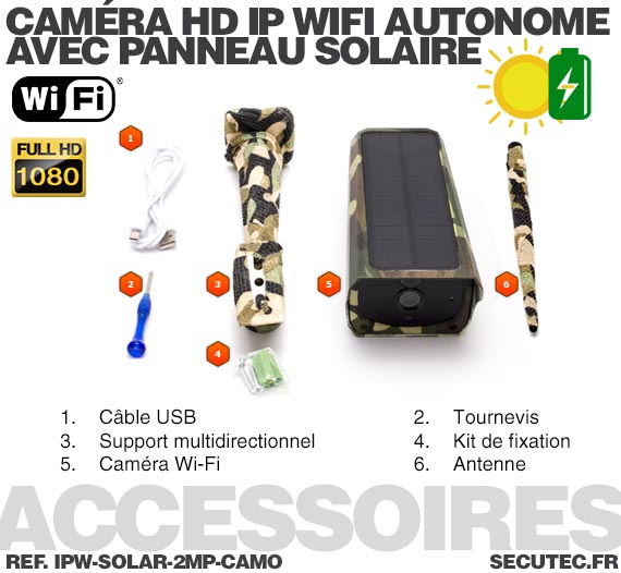 Caméra camouflage solaire IP Wi-Fi extérieure HD 1080P
