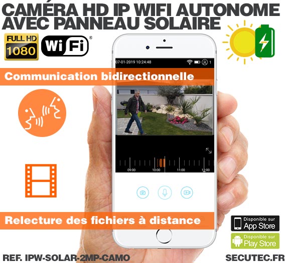 Caméra camouflage solaire IP Wi-Fi extérieure HD 1080P