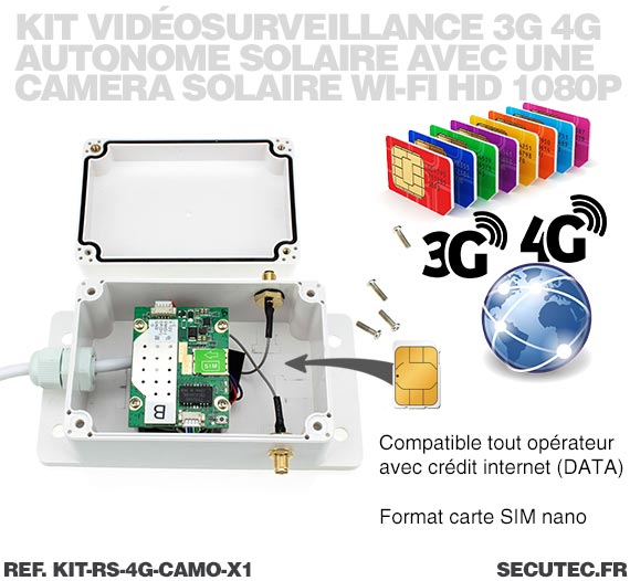 Kit vidéosurveillance 3G 4G autonome solaire avec une caméra camouflage solaire Wi-Fi HD 1080P