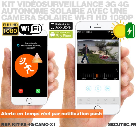 Kit vidéosurveillance 3G 4G autonome solaire avec une caméra camouflage solaire Wi-Fi HD 1080P