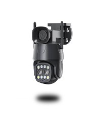 Camera pilotable WiFi 2K 4MP Double angle de vue detection AI suivi humain alerte sirène zoom X4