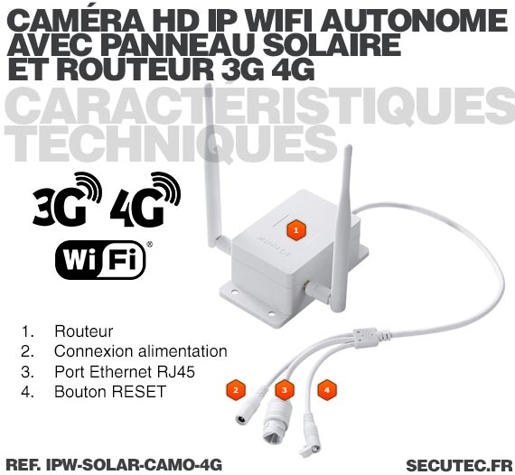 Caméra camouflage solaire 3G 4G IP Wi-Fi extérieure HD 1080P