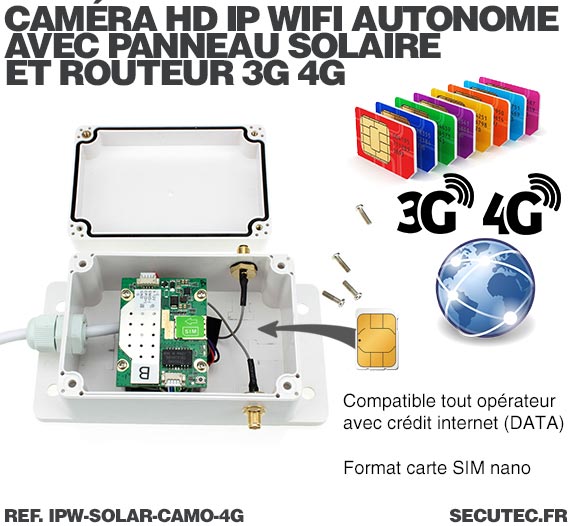 Caméra camouflage solaire 3G 4G IP Wi-Fi extérieure HD 1080P