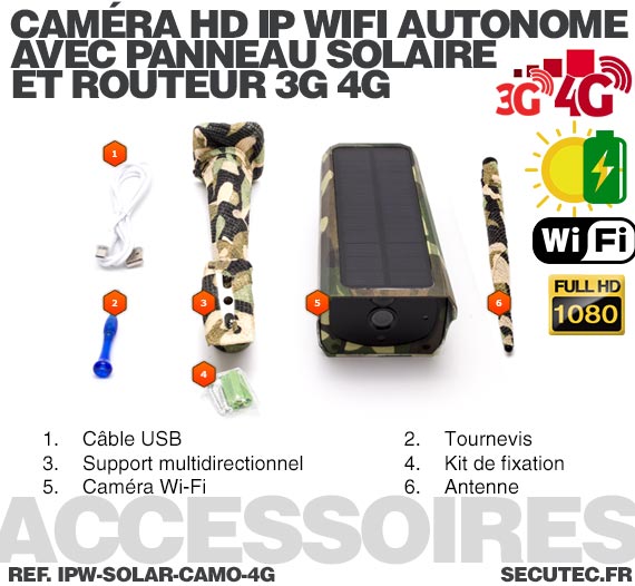 Caméra camouflage solaire 3G 4G IP Wi-Fi extérieure HD 1080P