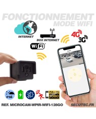 Kit micro caméra WiFi HD 1080P longue autonomie waterproof avec détection de mouvement PIR et vision nocturne invisible 128 Go