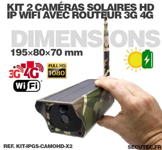 Kit 2 caméras camouflages solaires 3G 4G IP Wi-Fi extérieures HD 1080P