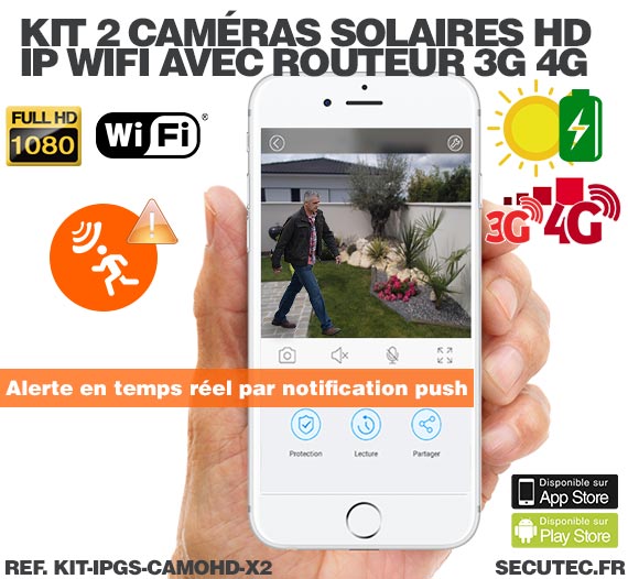 Kit 2 caméras camouflages solaires 3G 4G IP Wi-Fi extérieures HD 1080P