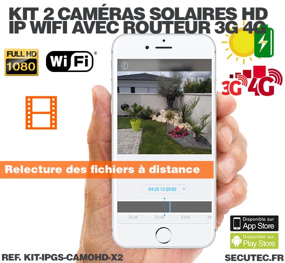 Kit 2 caméras camouflages solaires 3G 4G IP Wi-Fi extérieures HD 1080P